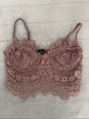 iris Dusty Rose Lace Longline Bralette